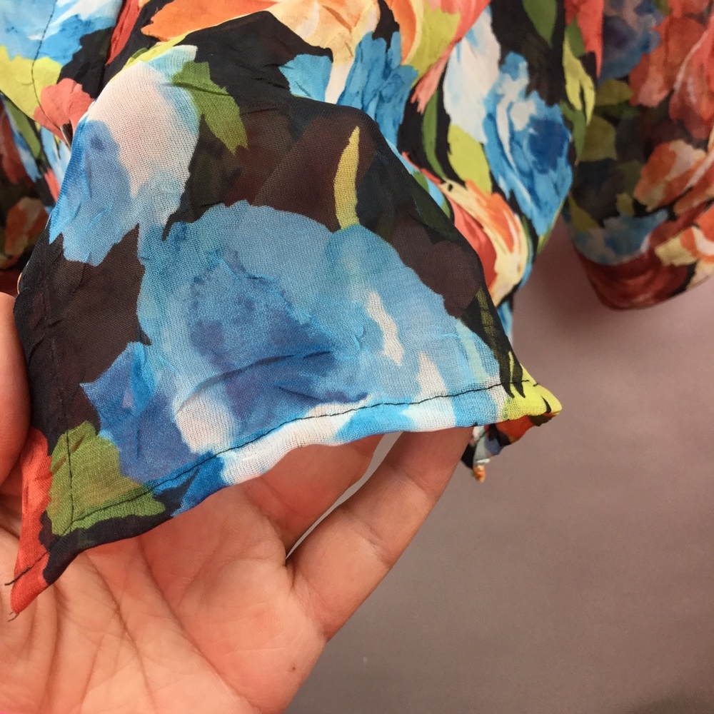 Alfred Dunner 24W Top Orange Blue Semi Sheer - Picture 2 of 5